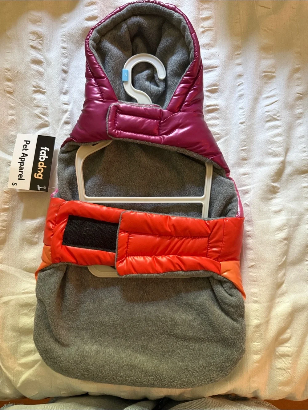 Fab Dog Rainbow Puffer Dog Jacket with Hood - Multicolor